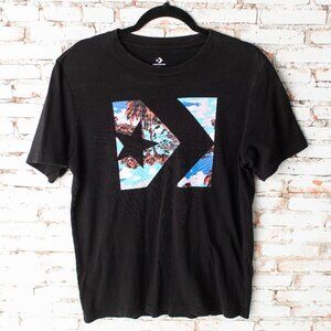 Converse Men’s Graphic T-Shirt Black Size Small Tropical Logo Short Sleeve
